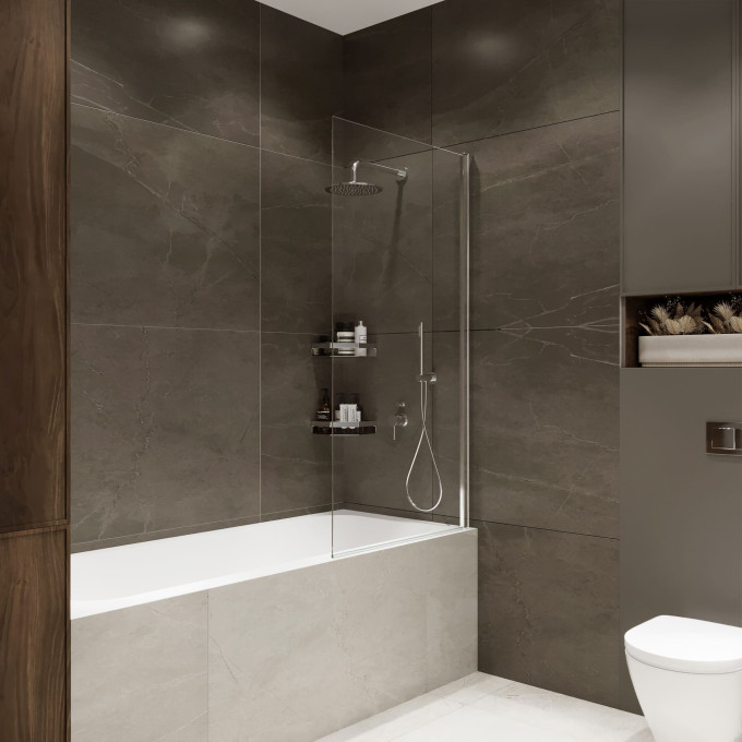 Шторка на ванну распашная TERMINUS НОТО 02 1500х700 проф.хром 2CW150X70C